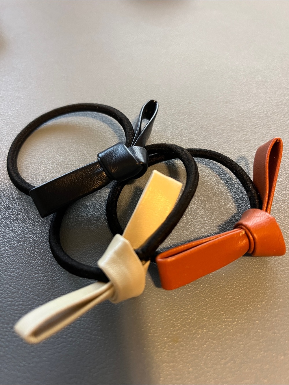 Nordstrom Set of 3 Bow Hair Ties - Black, Cream, Burnt Orange - Picture 2 of 2